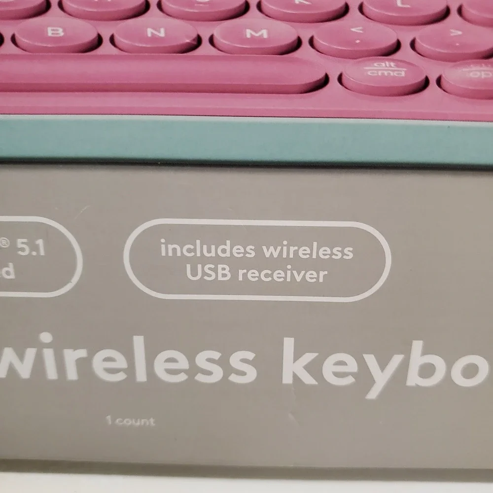 heyday Pink Compact Wireless Keyboard Bluetooth 5.1 USB Receiver‎